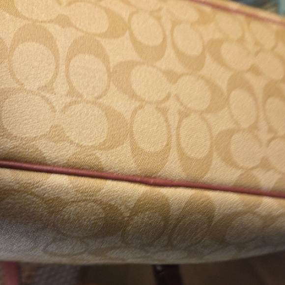 Coach Beige Tote with Burgundy Handles - Picture 8 of 10